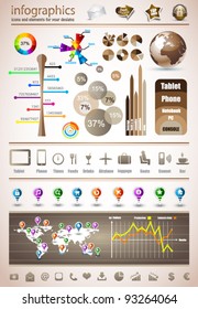 Premium infographics master collection: graphs, histograms, arrows, chart, 3D globe, icons and a lot of related design elements.