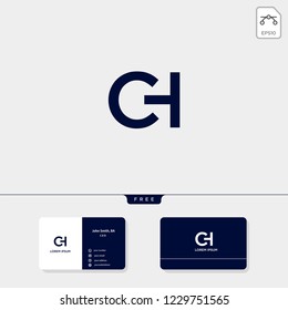 Premium initial CH, HC, C, or H creative logo template and business card design template include. vector illustration and logo inspiration