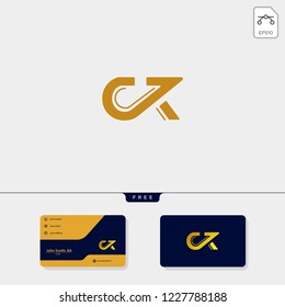 Premium initial Ck, KC, C, or K creative logo template and business card design template include. vector illustration and logo inspiration