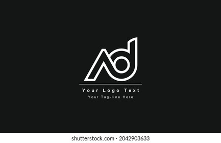 Premium Initial Letter AD logo design. Trendy awesome artistic black and white color. DA AD initial based Alphabet icon logo