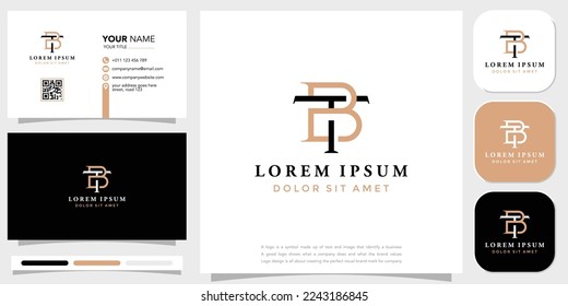 Premium Initial Letter BT or TB logo design. Business Card Template, Trendy awesome artistic BT or TB initial based Alphabet icon logo