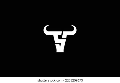 Premium Initial Letter Bull S logo design. Trendy awesome artistic black and white color. Bull S initial based Alphabet icon logo