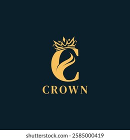 Premium Initial letter C with Crown logo design. Beauty Initial identity logo. crown logo design vector template