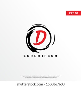 premium initial letter d logo inside enso zen. modern icon, template design