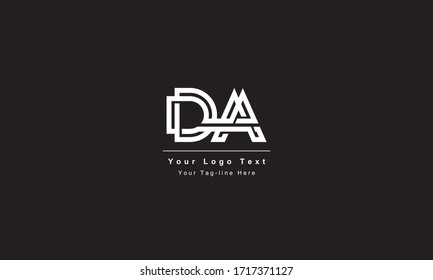 Premium Initial Letter DA logo design. Trendy awesome artistic black and white color. AD DA initial based Alphabet icon logo