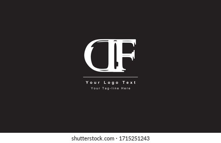 Premium Initial Letter DF logo design. Trendy awesome artistic black and white color. FD DF initial based Alphabet icon logo