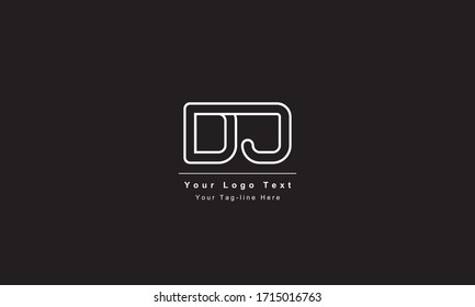 Diseño del logotipo Premium Initial Letter DJ. Color blanco y negro moderno. Logo del icono del Alfabeto basado en el JD DJ