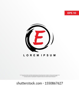 premium initial letter e logo inside enso zen. modern icon, template design