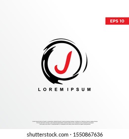 premium initial letter j logo inside enso zen. modern icon, template design