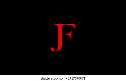 Premium Initial Letter JF logo design. Trendy awesome artistic black and white color JF FJ initial based Alphabet icon logo