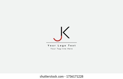Premium Initial Letter JK logo design. Trendy awesome artistic black and white color JK KJ initial based Alphabet icon logo