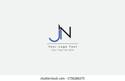 Premium Initial Letter JN logo design. Trendy awesome artistic black and white color JN NJ initial based Alphabet icon logo