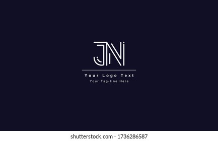 Premium Initial Letter JN logo design. Trendy awesome artistic black and white color JN NJ initial based Alphabet icon logo