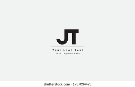 Premium Initial Letter JT logo design. Trendy awesome artistic black and white color JT TJ initial based Alphabet icon logo