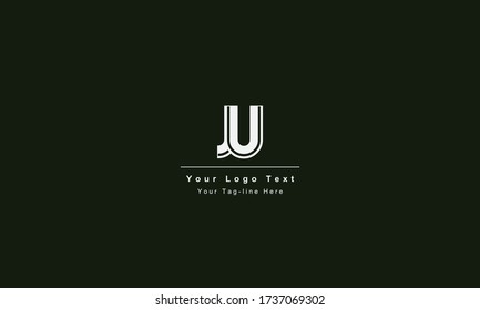 Diseño del logotipo de la carta inicial premium JU. Impresionante moda artístico color blanco y negro JU UJ logotipo del icono del Alfabeto basado en el principio