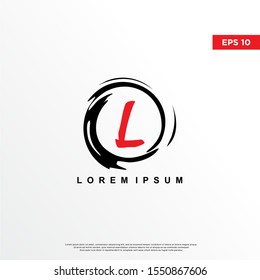 premium initial letter l logo inside enso zen. modern icon, template design