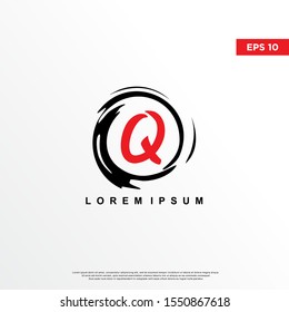 premium initial letter q logo inside enso zen. modern icon, template design