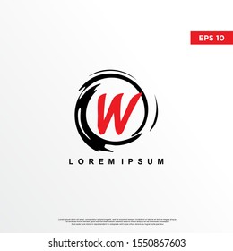 premium initial letter w logo inside enso zen. modern icon, template design