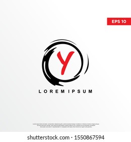 premium initial letter y logo inside enso zen. modern icon, template design