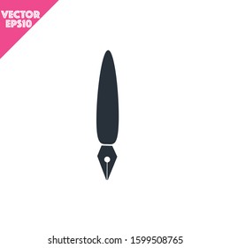 Premium ink pen icon or logo in line style. High quality sign and symbol on a black background. Vector outline pictogram