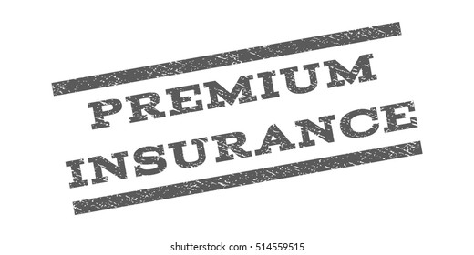 Premium Insurance watermark stamp. Text tag between parallel lines with grunge design style. Rubber seal stamp with unclean texture. Vector grey color ink imprint on a white background.