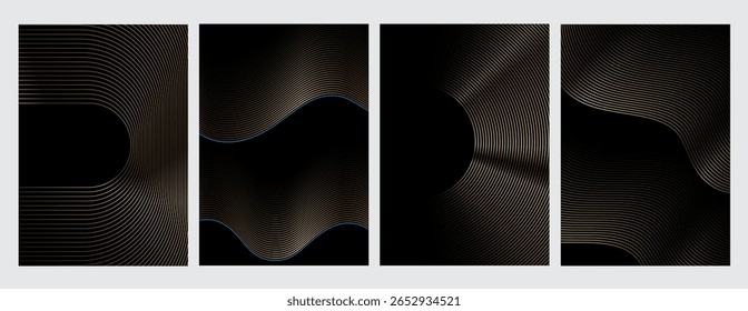 Premium invitation card background. Elegant wavy gold line patterns. Usable for wedding, vip cover template, grand opening, flyer.