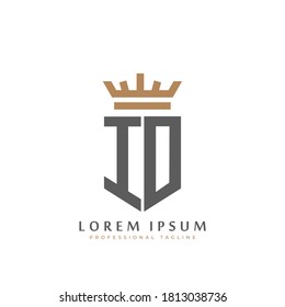 Monograma de E/S premium de dos letras I&O. Elegantes iniciales del escudo dorado y diseño geométrico antiguo del logo retro. ilustración de material de elementos vectoriales del alfabeto.
