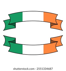 Premium Ireland Flag Irish ribbon tape set. Editable and scalable vector graphic illustration isolated on white background eps file.