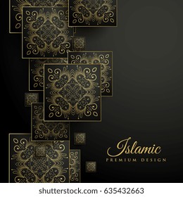 premium islamic background with floral square mandala pattern