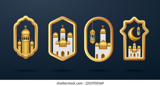 Banda islámica premium con ilustración vectorial de ornamento islámico