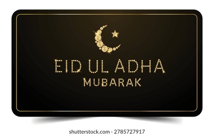 Premium Islamic Eid Al Adha Greeting Template with Gold Moon and Sta