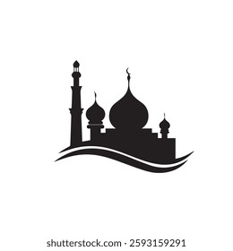 Premium Islamic Mosque with white background 