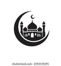 Premium Islamic Mosque with white background 