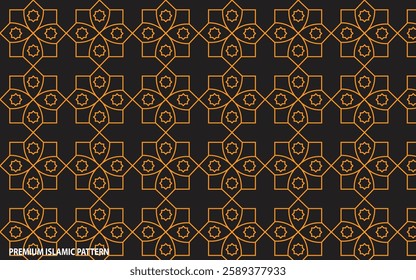 Premium Islamic Pattern Design with vector.Abstract Arabian Islamic Geometric Pattern with Gold and White of Turkish Mosque Window.