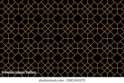 Premium Islamic Pattern Design with vector.Seamless Islamic Pattern on Golden and Black color Background