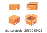 Premium isometric carton packaging box set vector design for use.