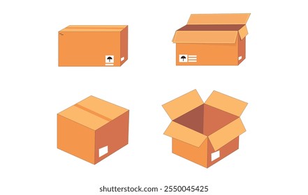 Premium caja de embalaje de cartón isométrico conjunto de diseño de Vector para su uso.