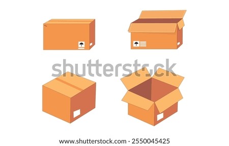 Premium isometric carton packaging box set vector design for use.