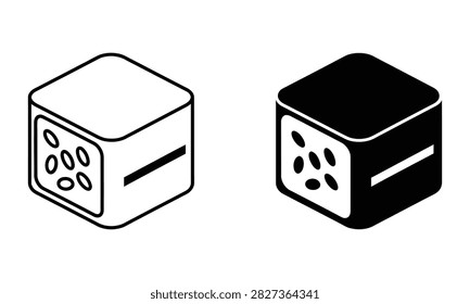 Premium Isometric cube dice game icon set in outline and solid style Vector Icon