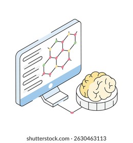 Un icono isométrico premium del concepto de software de IA avanzado