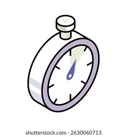 A premium isometric icon of digital stopwatch timer