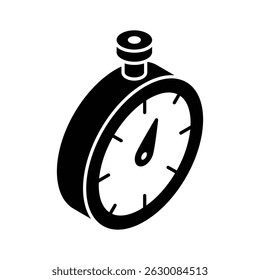 A premium isometric icon of digital stopwatch timer