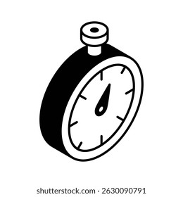 A premium isometric icon of digital stopwatch timer