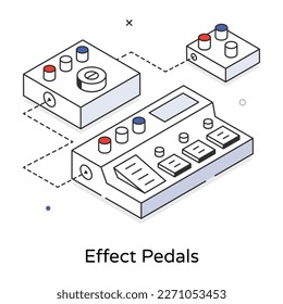Icono isométrico premium de los pedales de efecto 