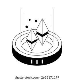 Premium isometric icon for ethereum blockchain operations