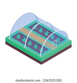 Premium isometric icon of farming glasshouse  