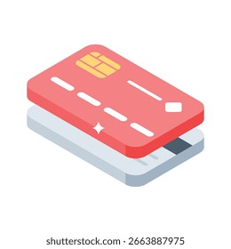 Um ícone isométrico premium com cartões de crédito empilhados