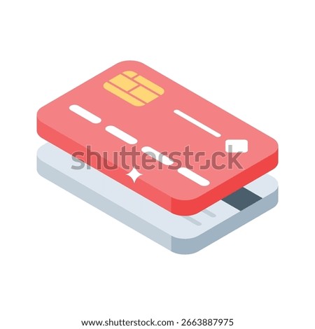A premium isometric icon featuring stacked credit cards