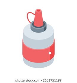 Premium isometric icon of glue bottle with squeezed top