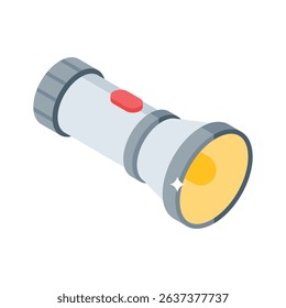 Premium isometric icon of handheld flashlight